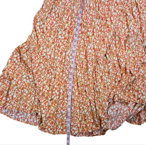 Sonoma Red Floral Print Crinkled Tiered Maxi Dress Size Large Boho Praire READ - Picture 12 of 14